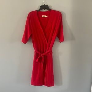 Eliza J Fit and Flare Wrap Sweater Dress - Deep Berry Pink